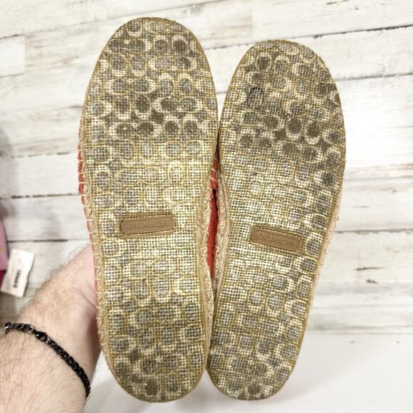 Coach Shoes Women Size 7.5M Burnt Orange June Logo Print Espadrilles Slip On - Picture 4 of 7